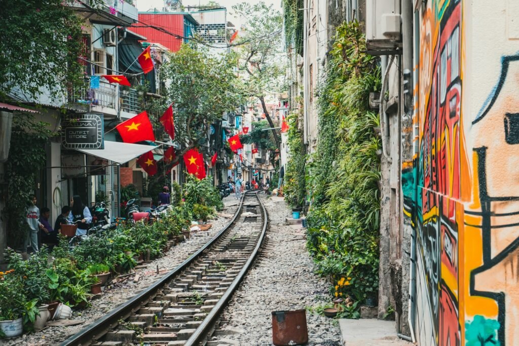 Hanoi's Train Street, a railway track running between houses