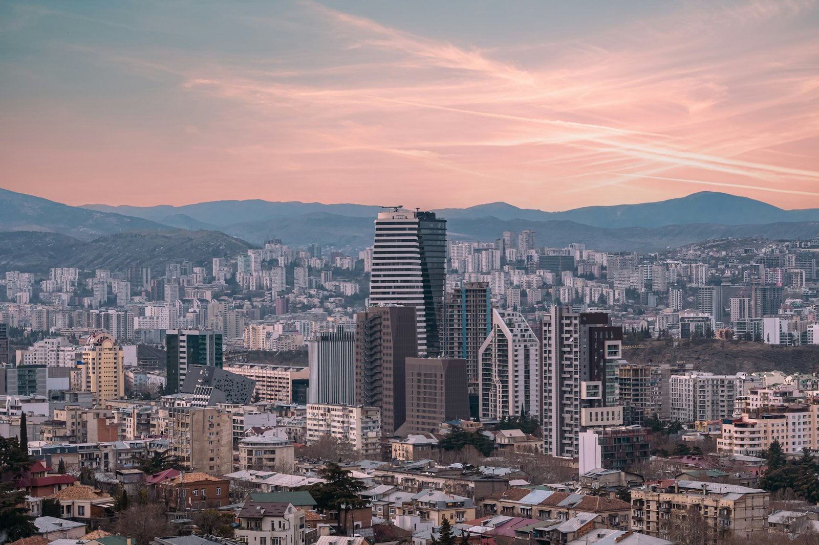 Tbilisi with mountains in the background